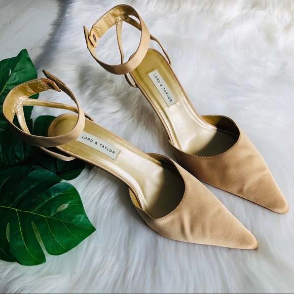 Lord & Taylor Rhinestoned Satin Ankle Strap Heels - Picture 8 of 10